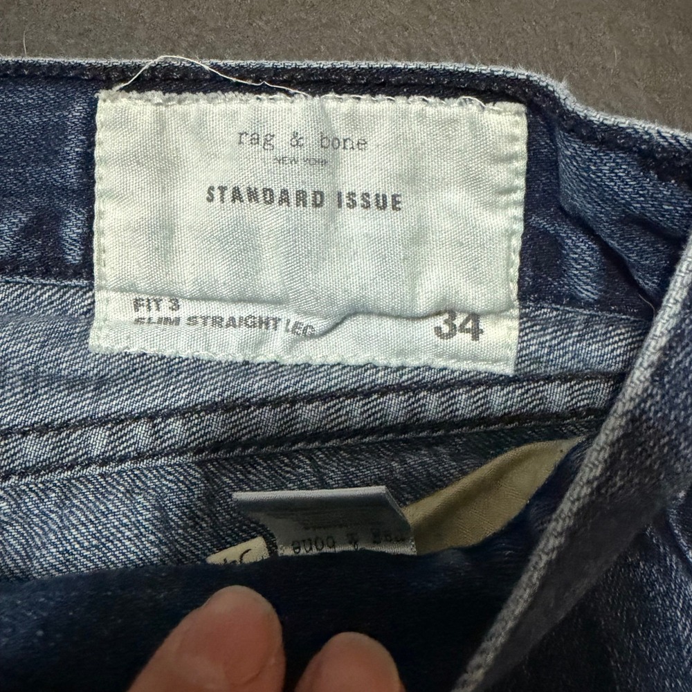 Rag & Bone Fit 3 Slim Straight Leg Jeans Mens 34 Blue Tonal Selvage Cotton Core - Picture 7 of 9